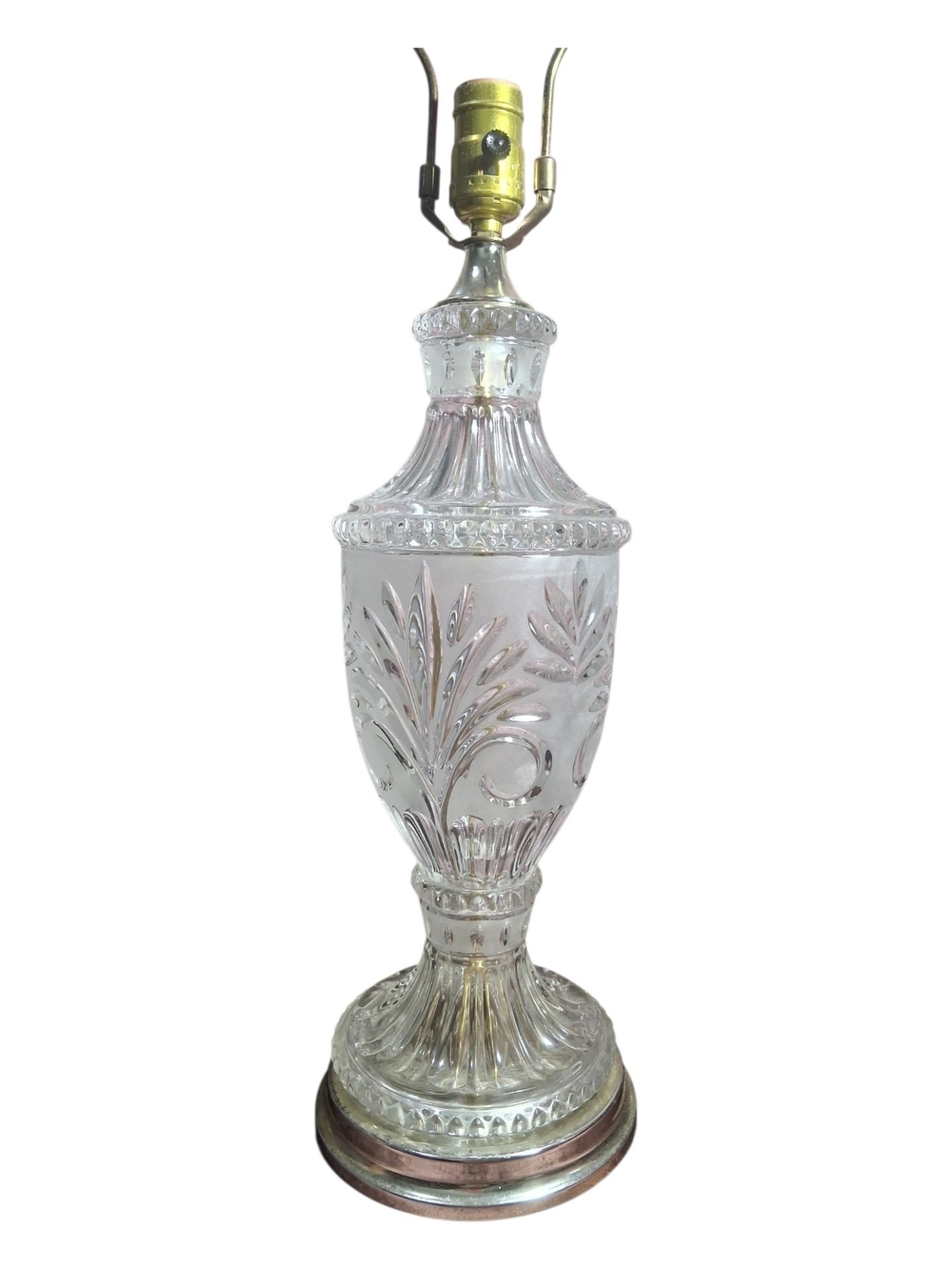 Vintage Clear Cut Glass Table Lamp with Brass Fitting